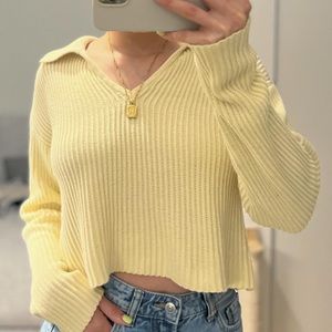 yellow collared sweater